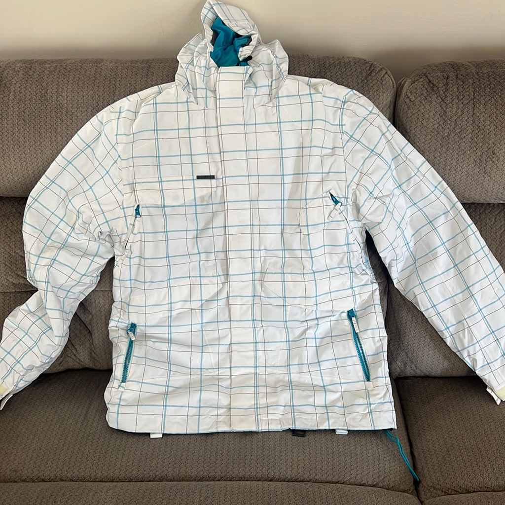 *Worn Once* Men’s White And Teal Checkered Empyre Ski Jacket